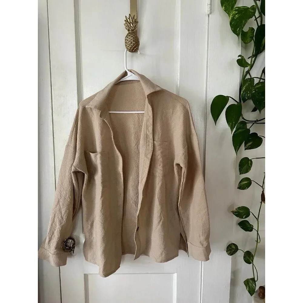Shein Women’s size Medium Tan Button down shirt
